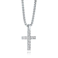 3MM White Zirconia Cross Necklace