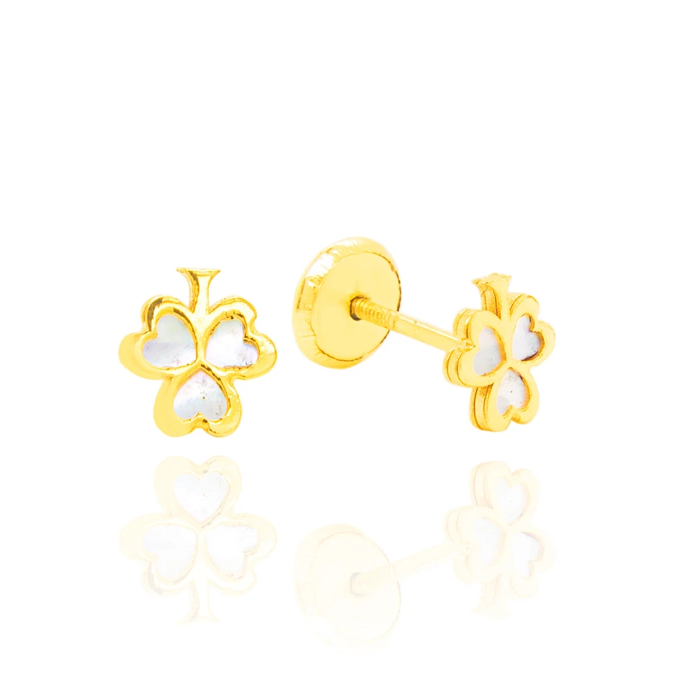 Clover mother Pearl Stud Earrings