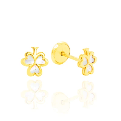 Clover mother Pearl Stud Earrings