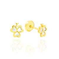 Clover mother Pearl Stud Earrings