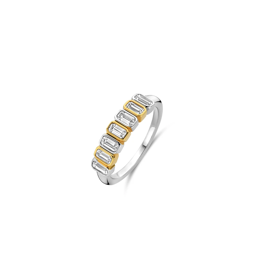 Bezel Set Emerald Cut Zirconia Ring