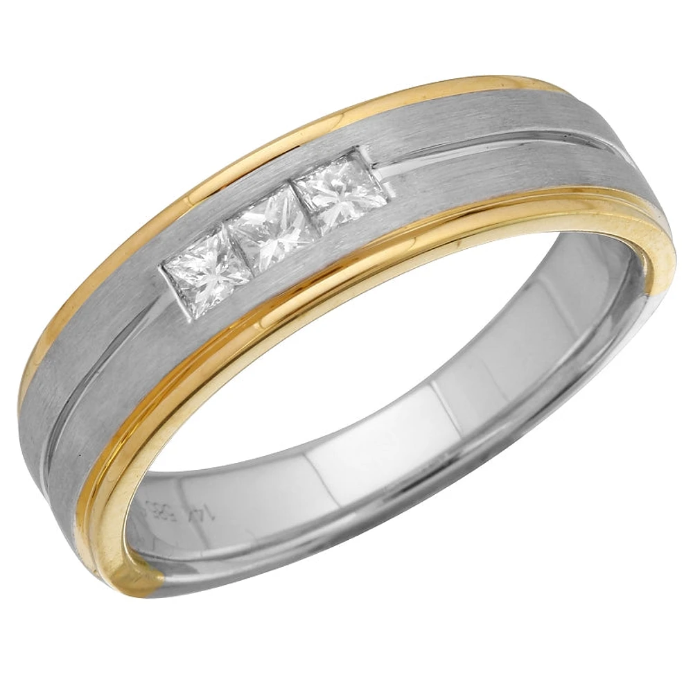 Princess Cut Diamonds Two Tone Weddind Ring