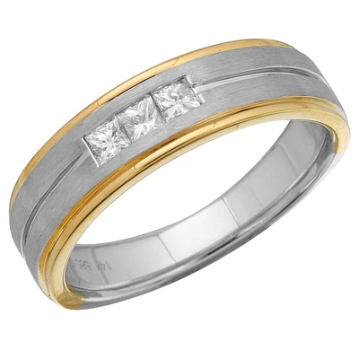 Princess Cut Diamonds Two Tone Weddind Ring