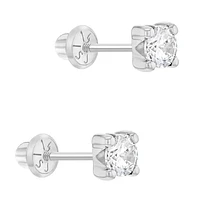 White Gold Zirconia 4MM Kids Earrings