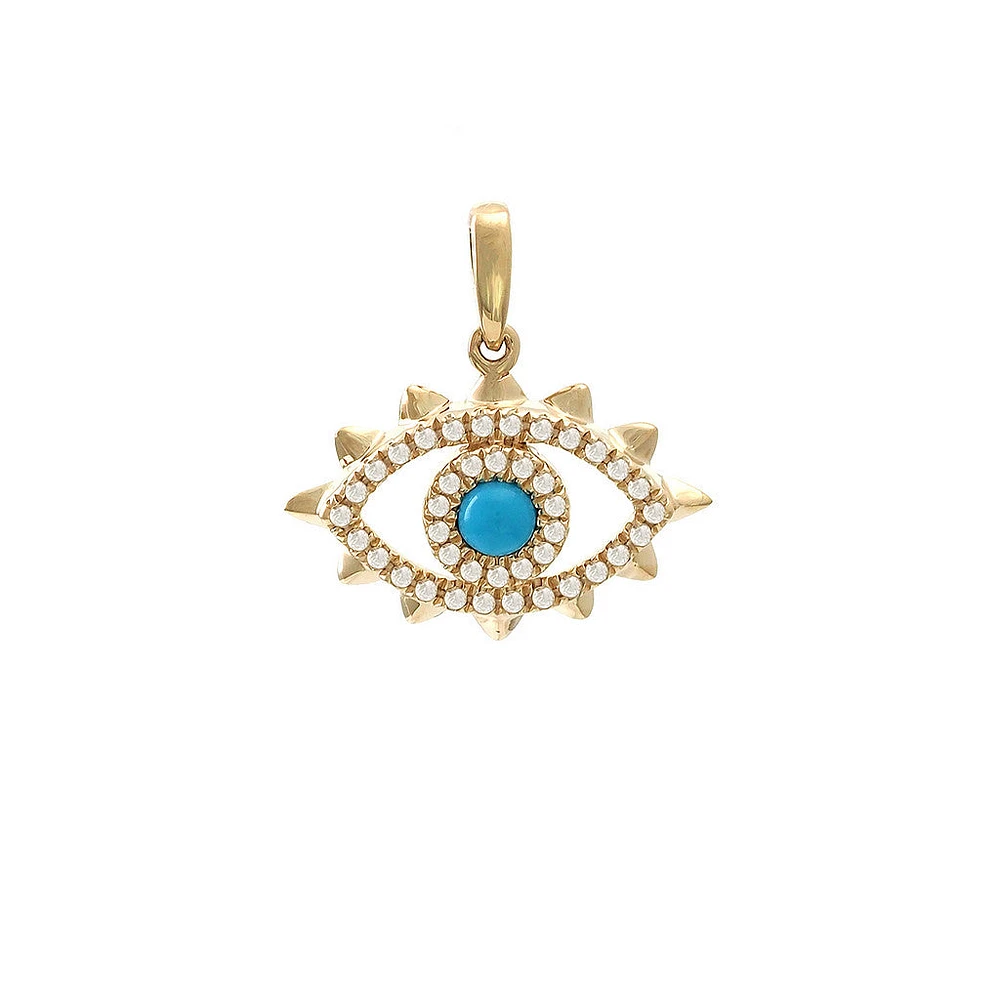 Turquoise and Diamond Evil Eye Pendant