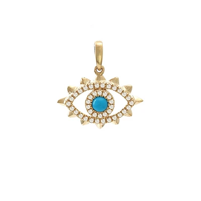 Turquoise and Diamond Evil Eye Pendant