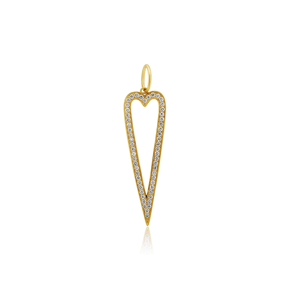 Elongated Heart Outline Diamond Pendant
