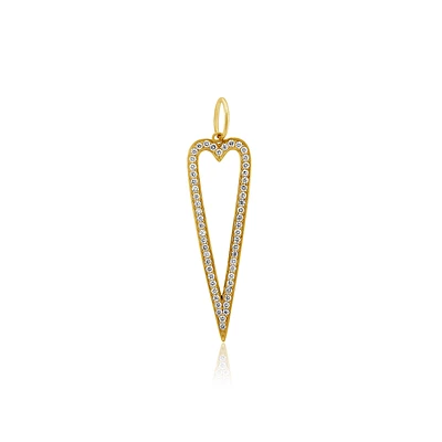 Elongated Heart Outline Diamond Pendant