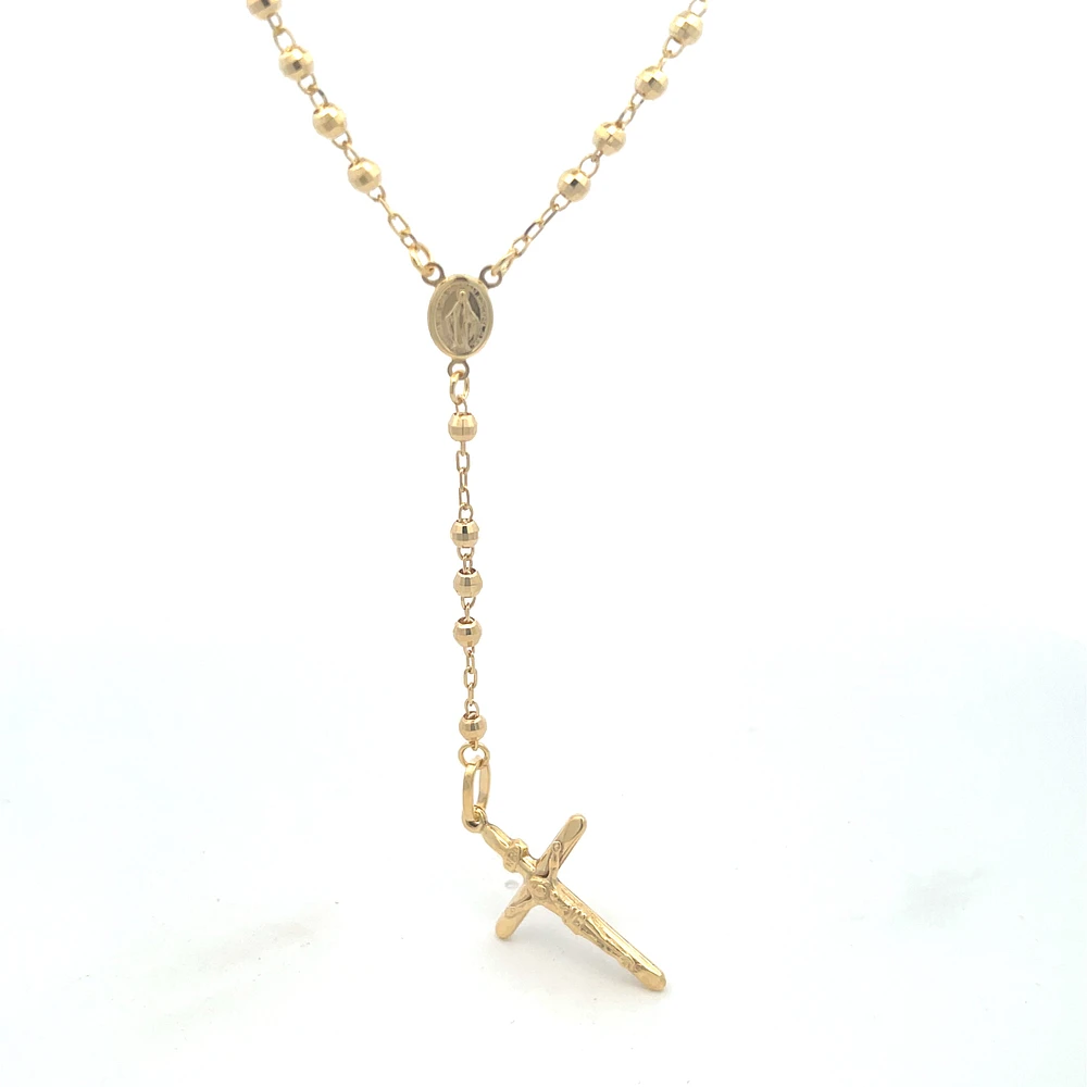 Diamond Cut 3MM Rosary Necklace 17''