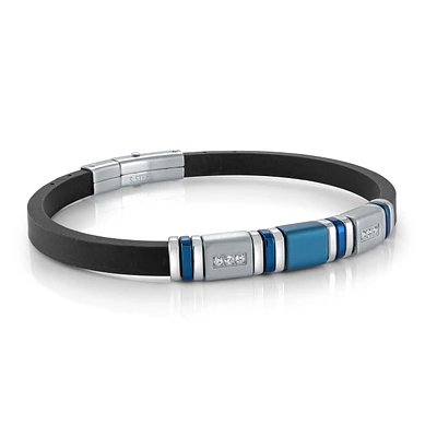 Black Silicone Blue Bracelet