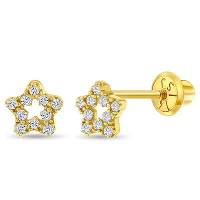Open Star Encrusted Kids Earrings