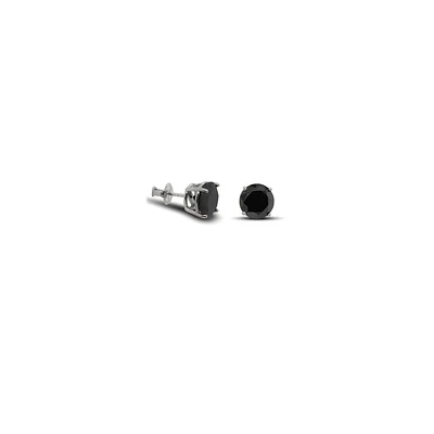 4MM Black CZ Stud Earrings