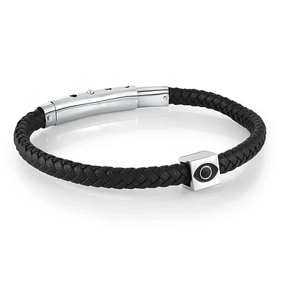 Black Leather Evil Eye Bracelet