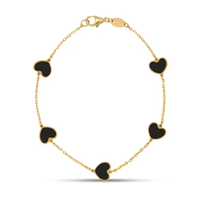 Heart Inlay Onyx Bracelet