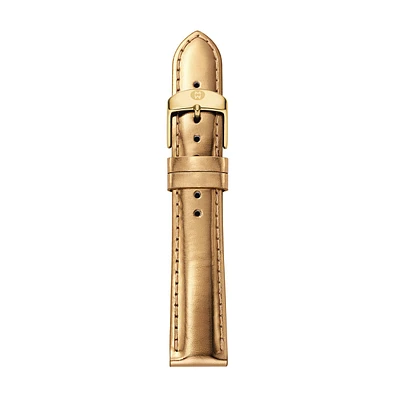18MM Shiny Gold Leather Strap