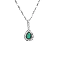 Pear Cut Emerald and Diamond Necklace