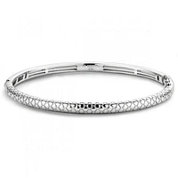 Snake Print Skinny Silver Bangle Bracelet