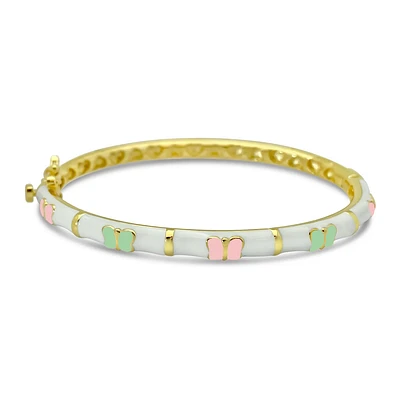 White/Pink/Green Butterflies Kids Bangle Bracelet
