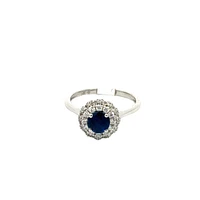 .62ct Round Cut Blue Sapphire and Double Diamond Halo Ring