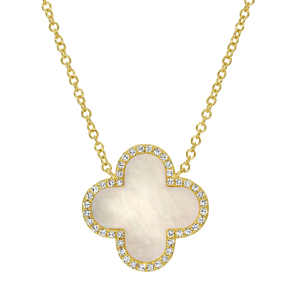Clover Mother Pearl and Diamonds Necklace
