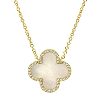Clover Mother Pearl and Diamonds Necklace