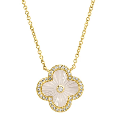 Clover Diamond White Mother Pearl Necklace