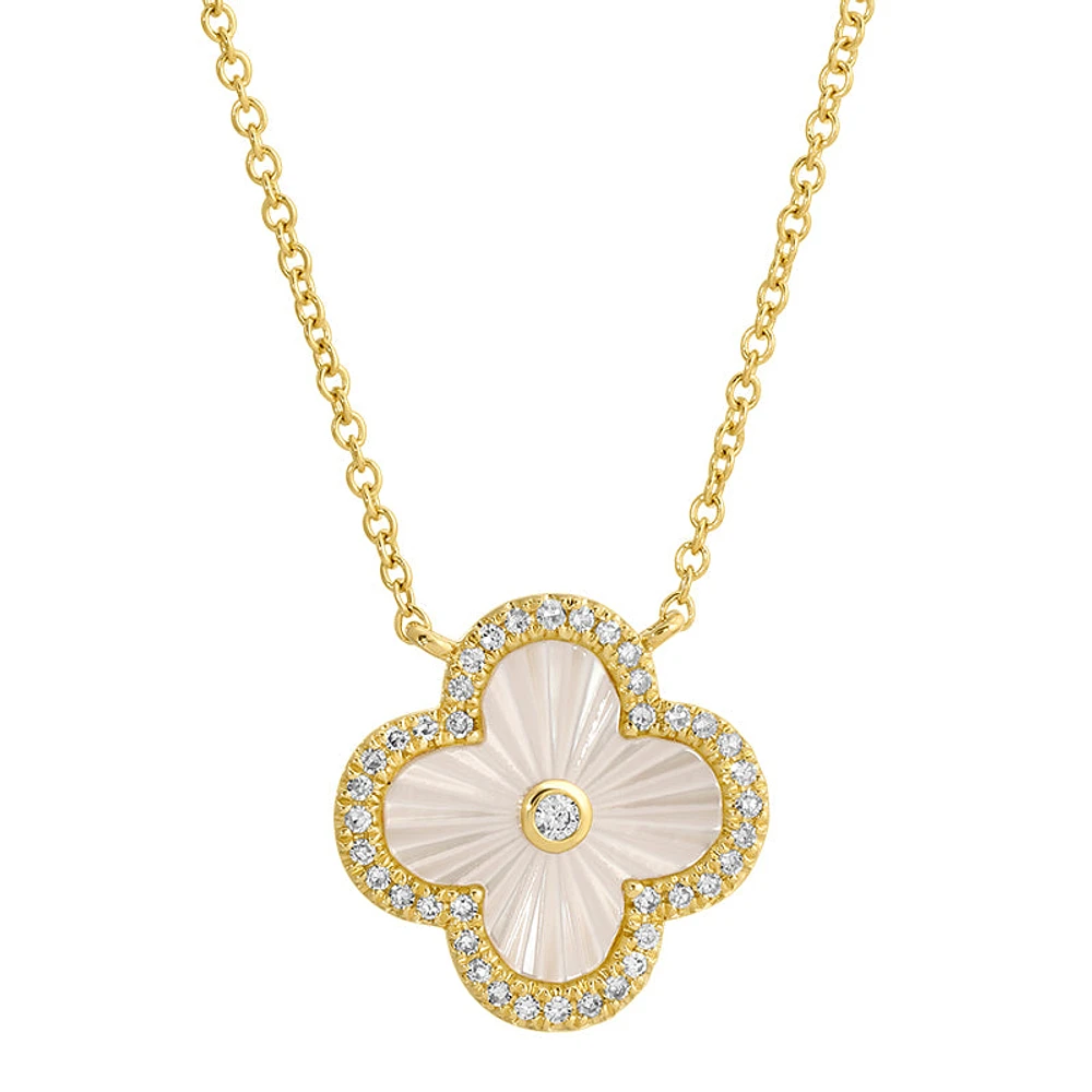 Clover Diamond White Mother Pearl Necklace