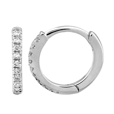 White Gold and Diamond 9MM Huggie Earrings