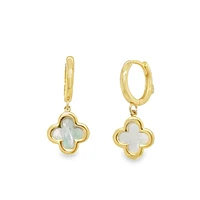Clover Mother Pearl Huggie Earrings