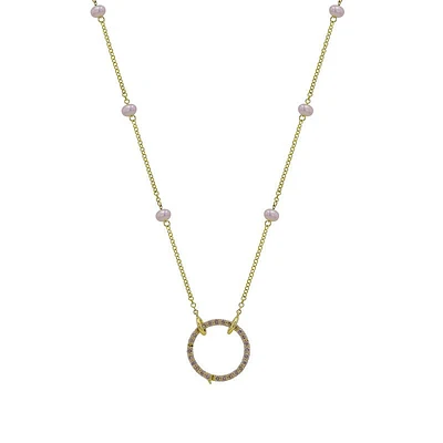 Pearl Chain Diamond Pendant Holder Necklace