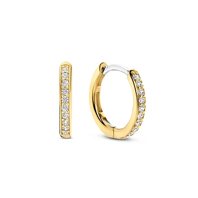 Basic 14MM Golden Sparkle Huggie Earrings