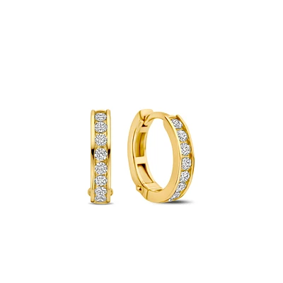 Channel Set Golden Huggie Earrings 16MM