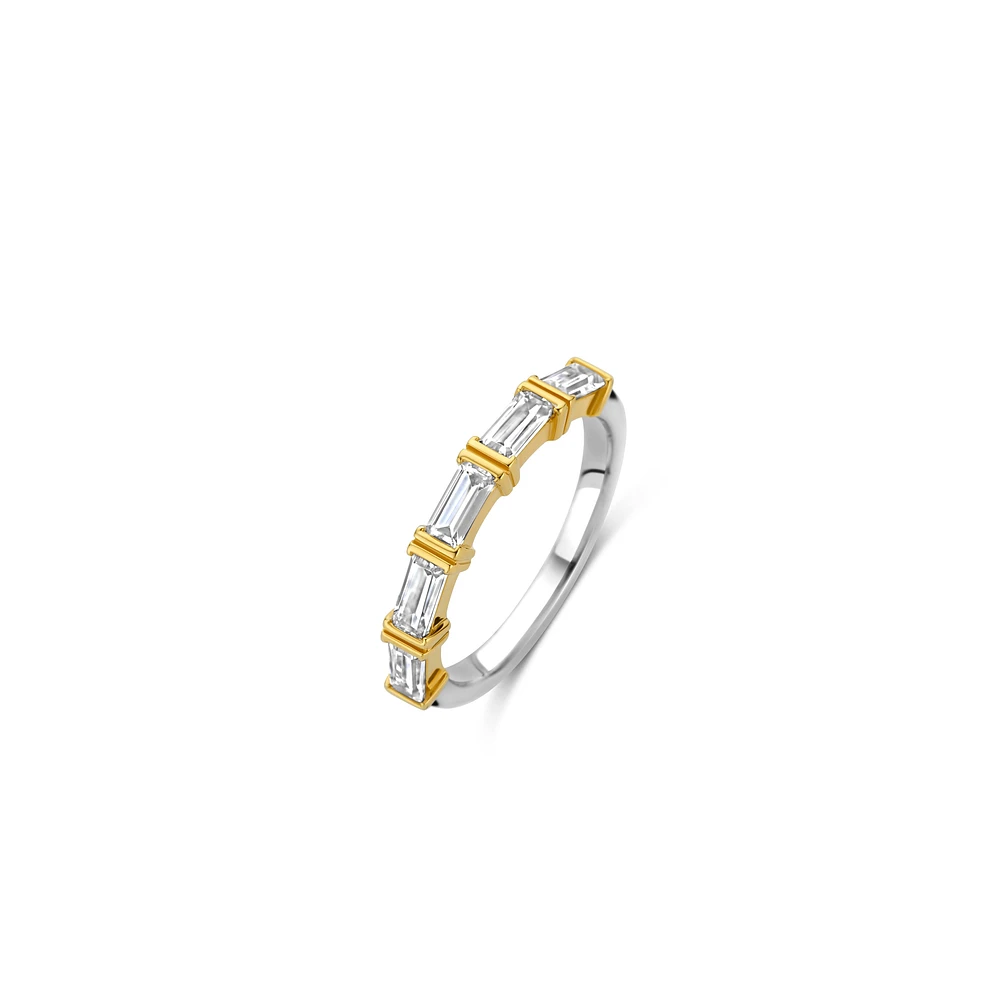 Emerald Cut Zirconia Side Set Ring