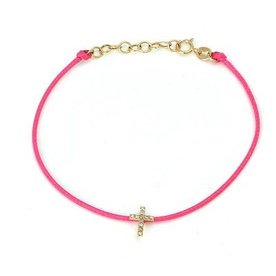 Cross Diamond Cord Bracelet