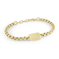 5MM Round Box Chain ID Plate Steel Bracelet