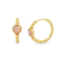 Heart Opal Huggie Earrings