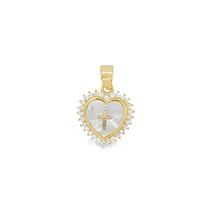 Mother Pearl Heart and Cross Pendant