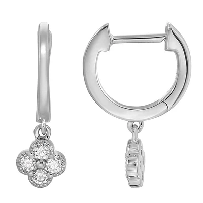 Clover Diamonds Dangle 10MM Huggie Earrings