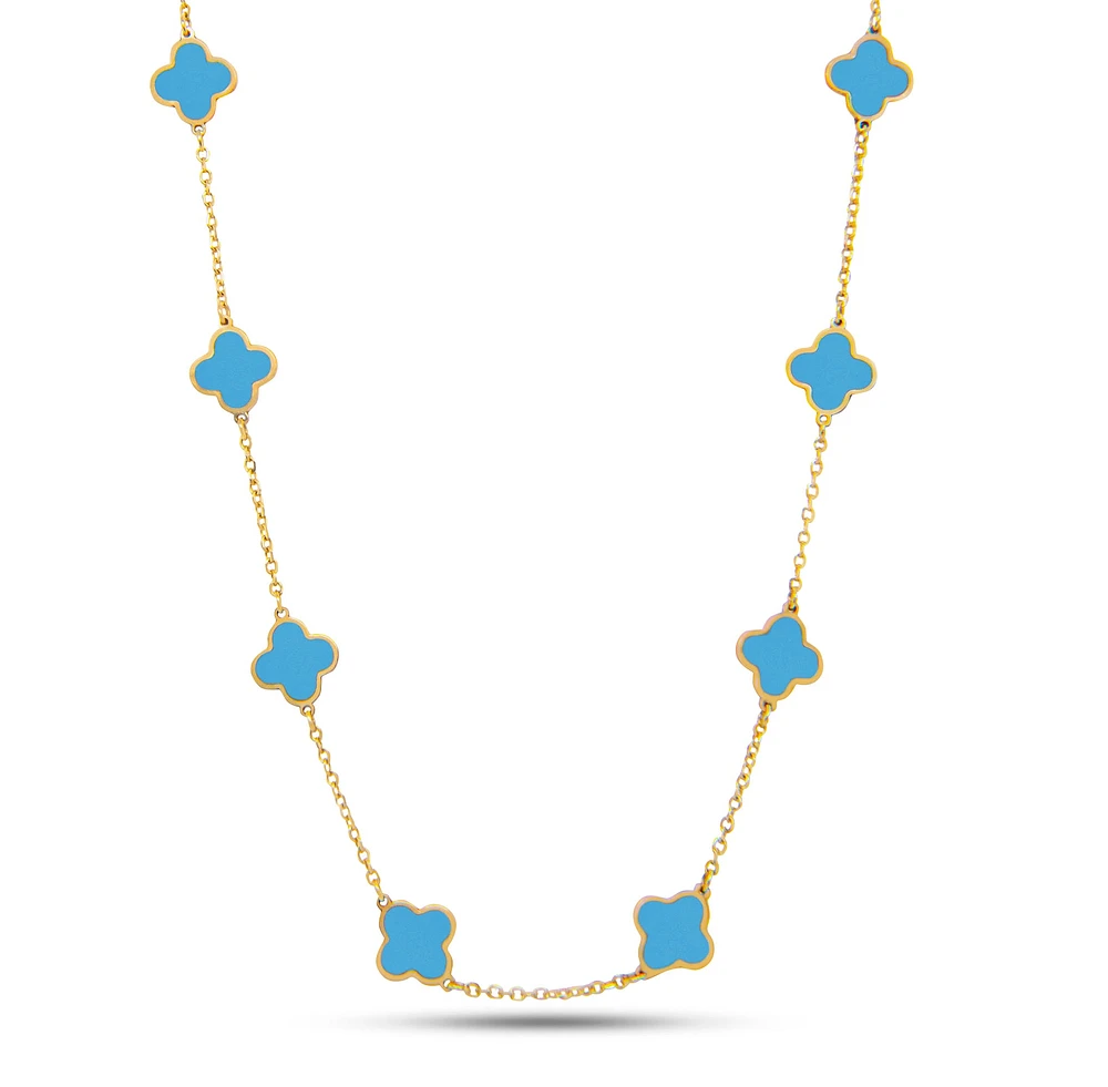 Clover Inlay Turquoise Necklace