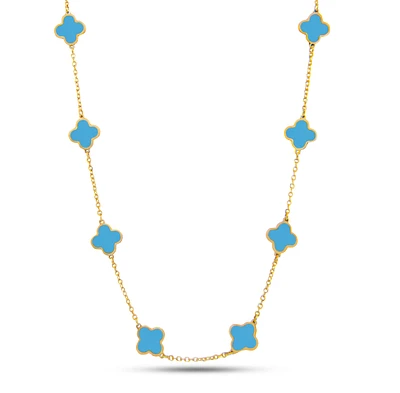 Clover Inlay Turquoise Necklace