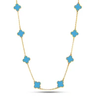 Clover Inlay Turquoise Necklace