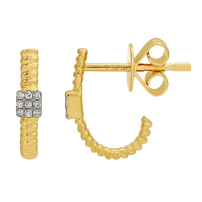 Pave J Huggie Earrings
