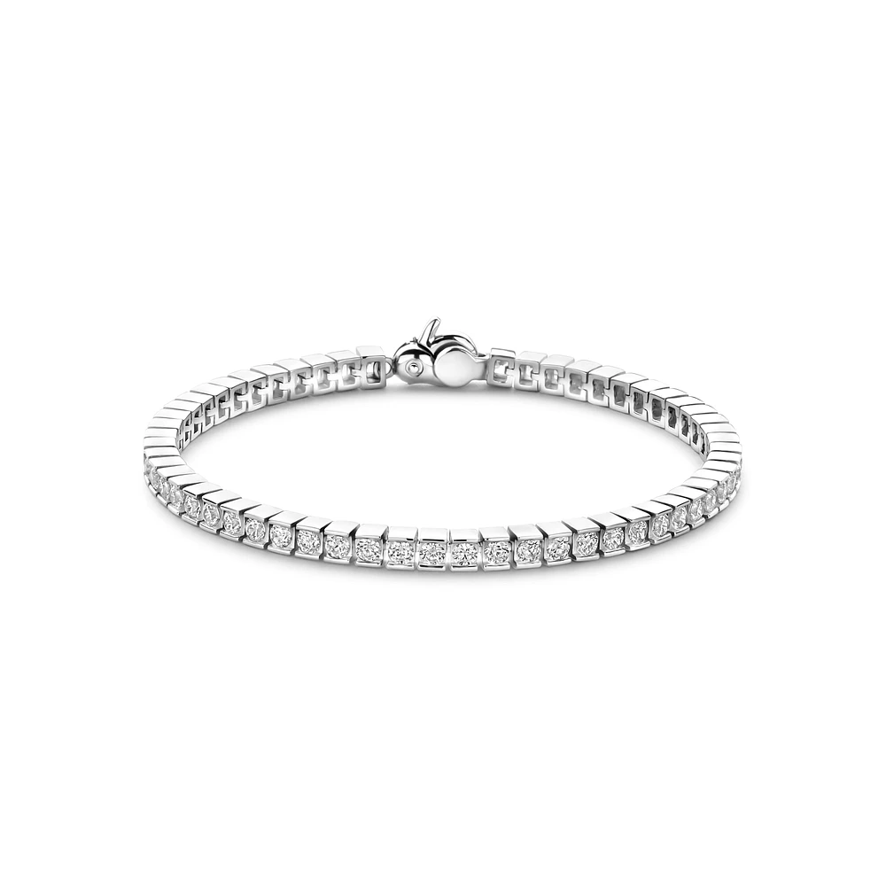 Channel Set Silver Tennis Bracelet