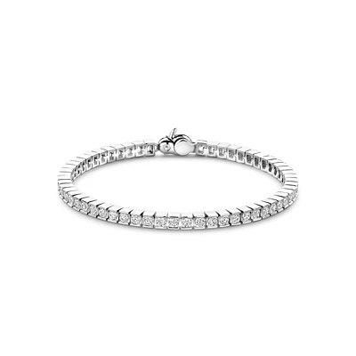 Channel Set Silver Tennis Bracelet