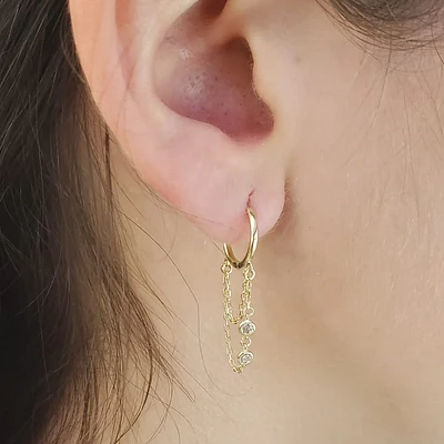Double Chain Dangle Huggie Earrings