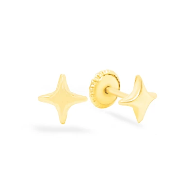 Four Point Star 4MM Stud Earrings