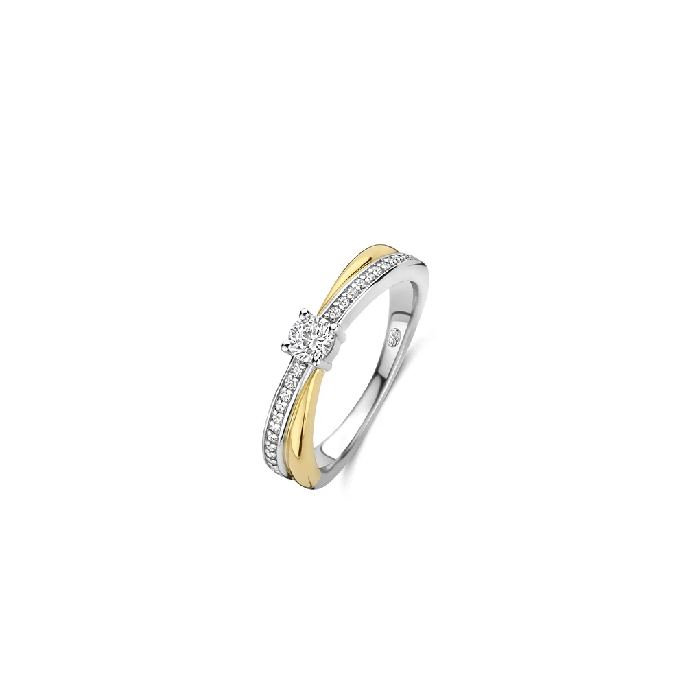 Solitaire Elegance Crossover Two Tone Ring