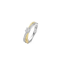 Solitaire Elegance Crossover Two Tone Ring