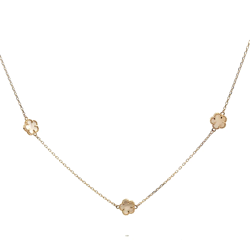 Clover Mother Pearl Necklace and Bracelet Jewelry Set