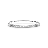 Crossover Silver Bangle Bracelet
